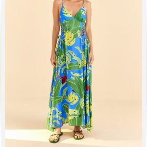 FARM Rio Vibrant Leaf Print Maxi Dress